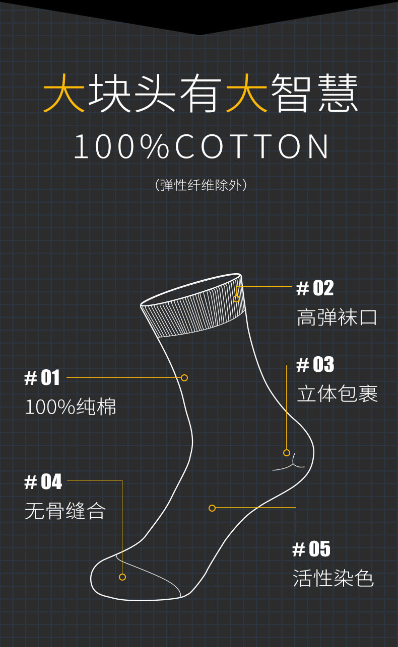 Men's Socks, Anti-Odor, Anti-Foot Odor, Autumn and Winter Antibacterial, Breathable, Extra-Large Size, Pure Cotton Men's Socks, Casual and Versatile Mid-Calf Long Socks — تصویر 1
