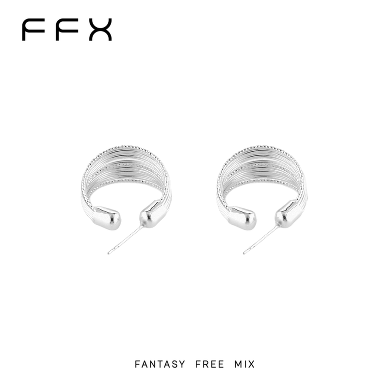 [Exclusive to Yuanqi Zhuzhu] Ffx [Salt Island] Fashionable Casual C-Shaped Hoop Earrings