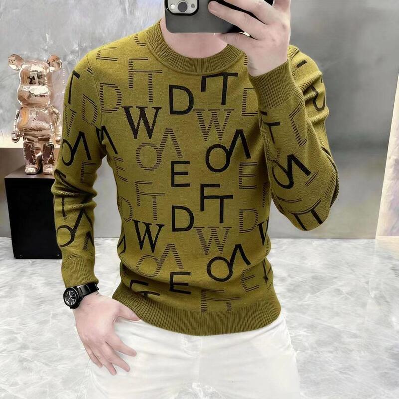 Men's Trendy Brand Sweater Autumn and Winter Fashion Sweater New Round Neck Knitwear Casual Trendy Men's Base Layer Top