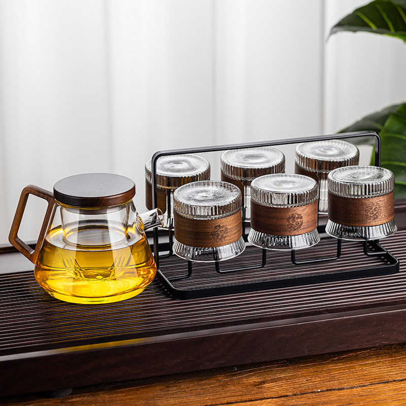 Suning tea cup glass mug suit home family living room hospitality Chinese style tea transparent water cup tea set 2112-Taobao