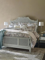 American light luxury solid wood bed 1 8 meters master bedroom king bed double bed 1 5 modern simple European rattan single bed