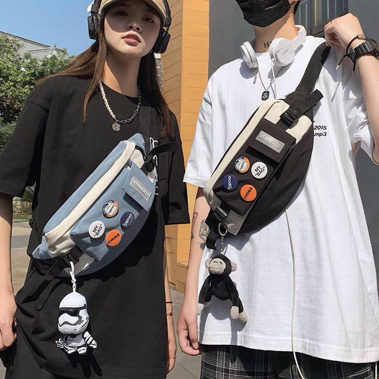 ins Tide Bracket Men Casual Day Single Shoulder Small Backpack Female Tide Rose Bag 2021 New Waste Bag