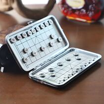 Mini Pocket Chess Chinese Chess Magnetic Mini Adult Student Children Beginner Rubber Chess Set Portable Magnetic Suction