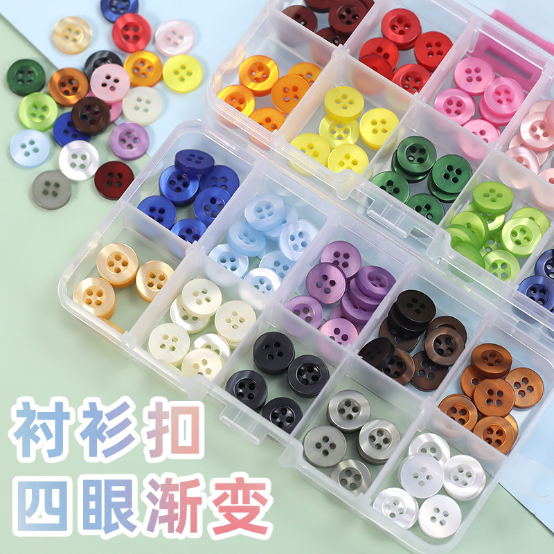 Colorful Round Shirt with Four-Hole Buttons, Versatile Sweater, Chiffon Shirt, Resin Buttons, High-End Shirt Cuff Decorative Buttons