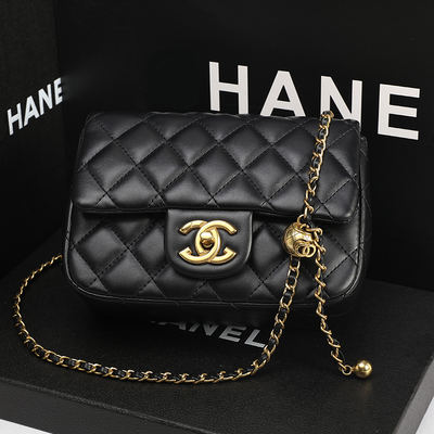 Official genuine 2026 new style genuine leather classic square fat Little Golden Ball diamond chain versatile single-shoulder crossbody women's bag