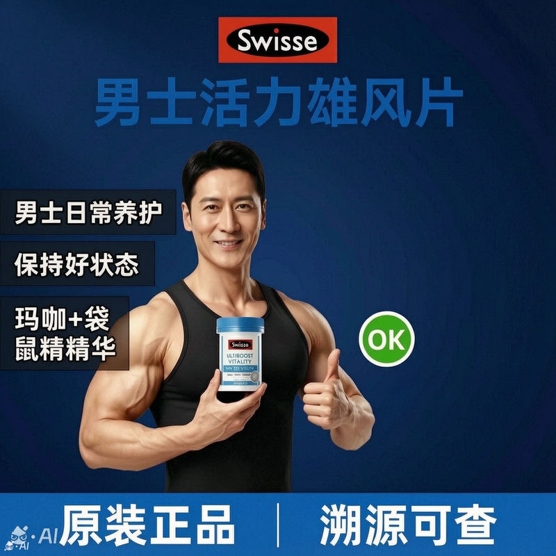 Swisse Men's Vitality Tablets Oyster Extract Maca Tablets Epimedium Kangaroo Oyster Extract Kidney Health Supplement