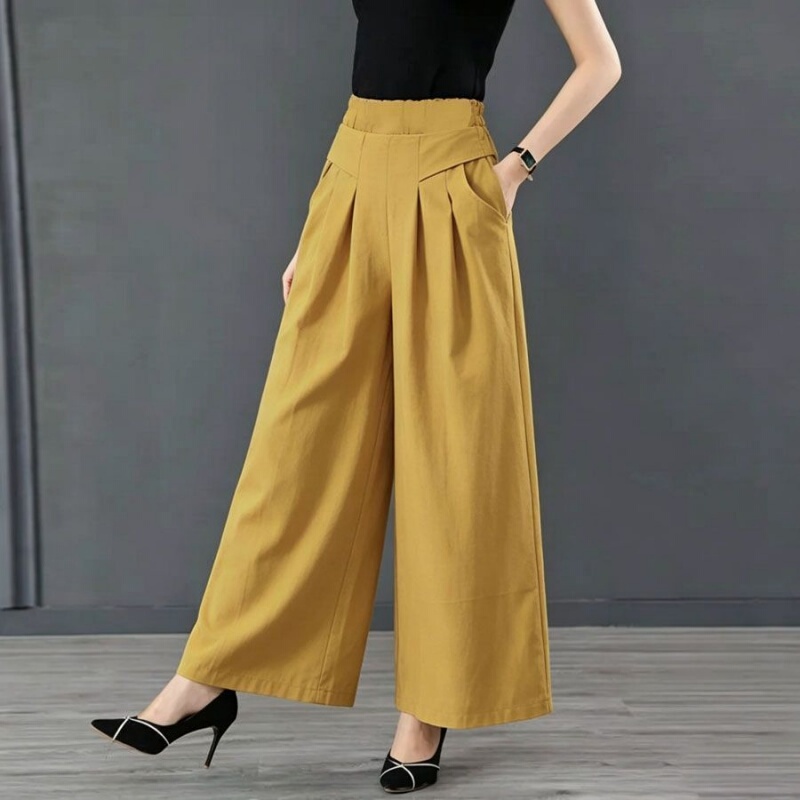 Summer Thin Cotton-Linen Wide-Leg Pants for Women, Fashionable Plus-Size High-Waisted Slimming Drape Casual Pants, Linen Cropped Skirt Pants Summer Thin Cotton-Linen Wide-Leg Pants for Women, Fashionable Plus-Size High-Waisted Slimming Drape Casual Pants, Linen Cropped Skirt Pants