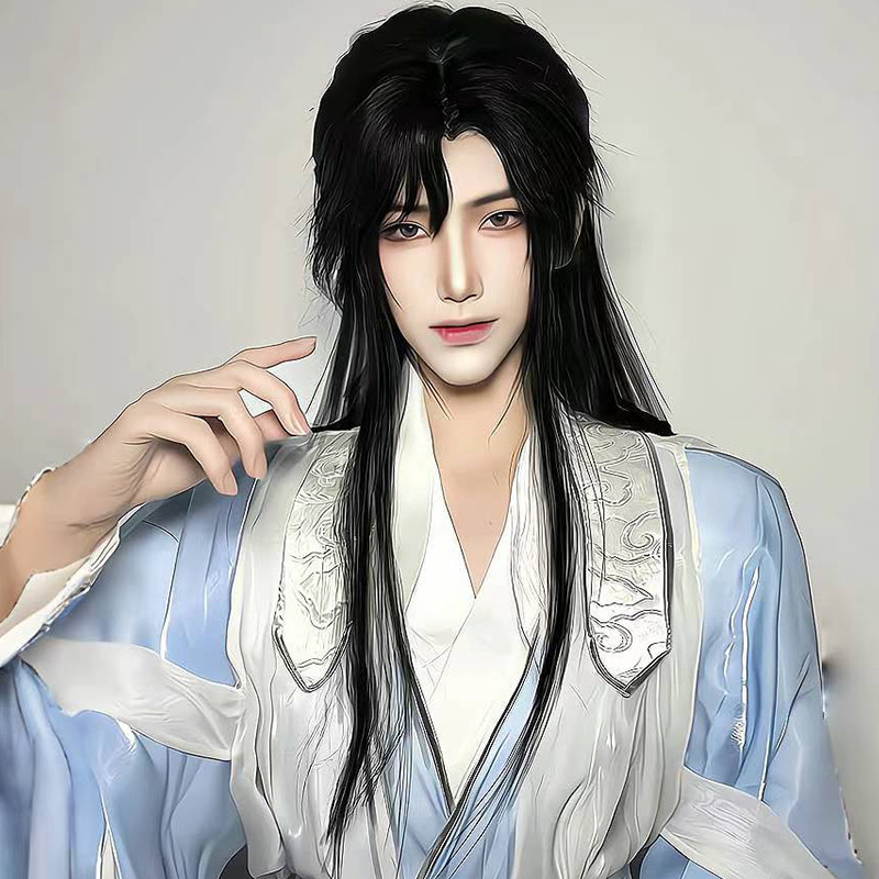 师昧cos假毛二哈师明净汉服长直发古风空气刘海新中式漫展全头套_COSPLAY配件_淘宝游戏网