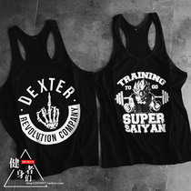 Lovers Wukong Super Saiyan Skeleton Letter Cartoon spoof Fitness Sports Leisure Vest Men and Women