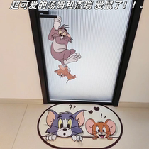 Bathroom glass door sticker cartoon cute waterproof cat and mouse home bathroom toilet sticker home decoration