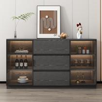 High-end solid wood sideboard modern simple glass door storage cabinet light luxury storage cabinet kitchen microwave tea cabinet
