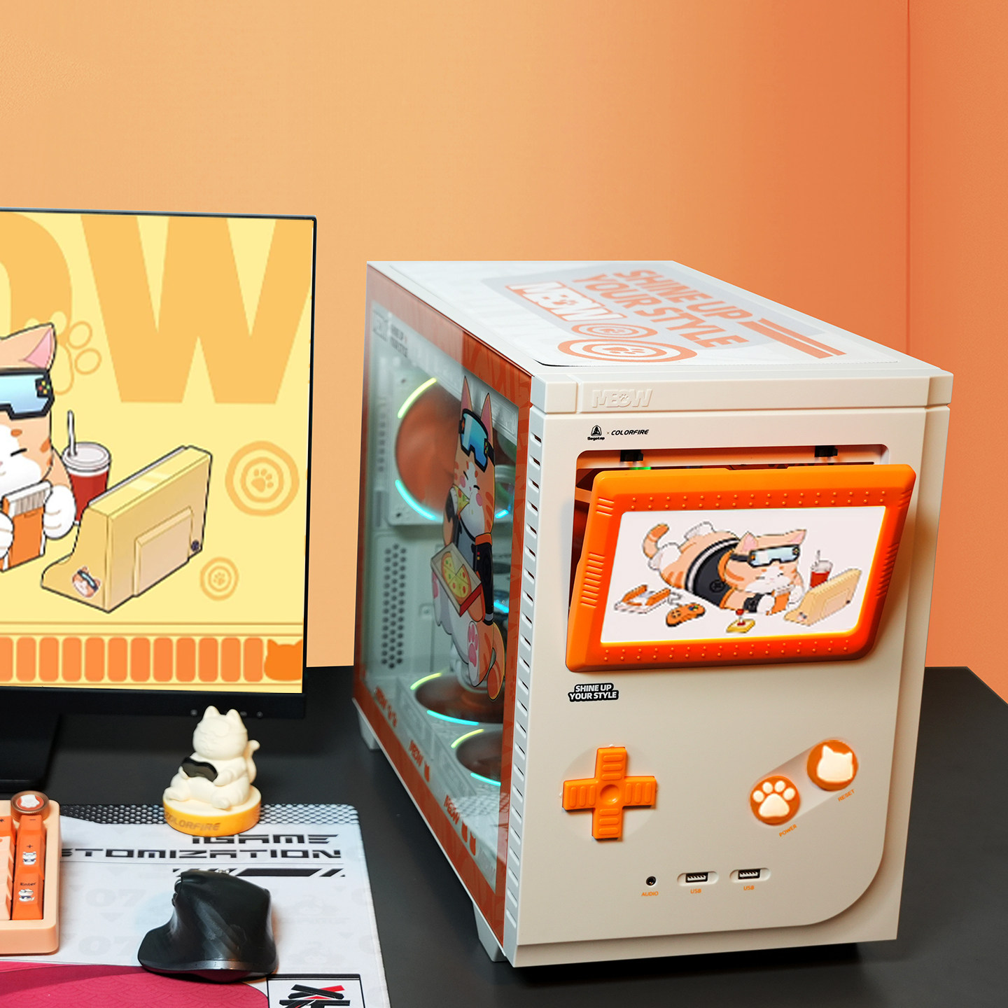 Colorfire Flagship Store Seven-Color Rtx5060 Computer Desktop Orange Cat Family Bundle I5 14400F Assembled Desktop 14600Kf Gaming 245Kf Orange Shadow Orange DIY Compatible Complete Machine