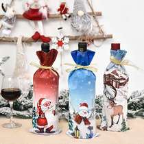 Golden crown new Christmas decoration wine set cartoon print