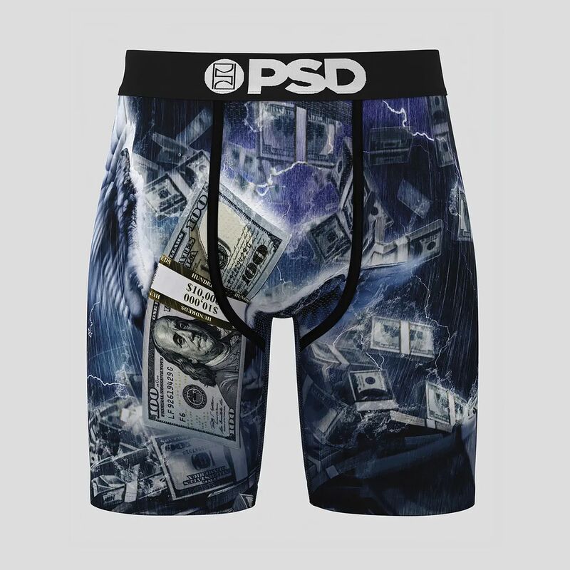 Trendy Brand Psd Men's Extended Boxer Briefs with Dollar Print, Fitness Sports Anti-Chafing Breathable Boxer Shorts Swim Trunks