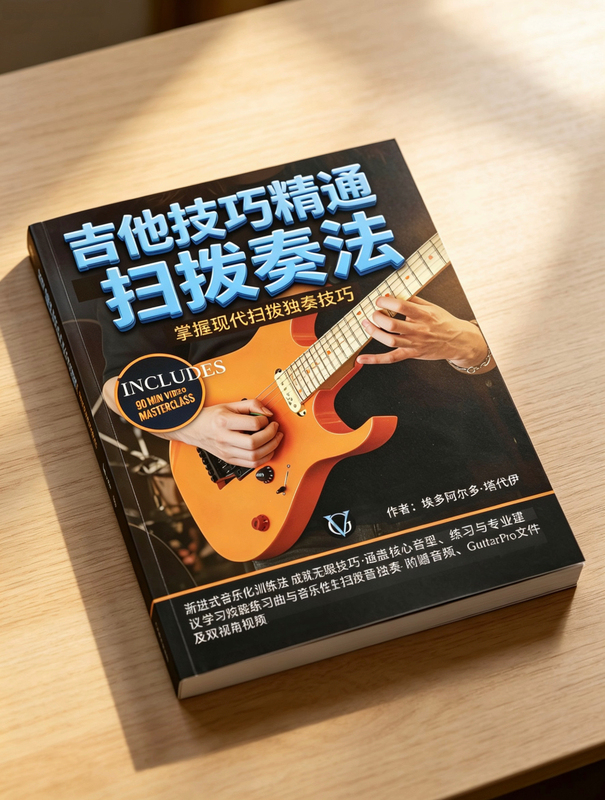 Chinese Physical Guitar Textbook "Mastering Guitar Techniques: Sweep and Strumming Techniques" (Precise Manual Translation) with Audio and Video, Systematically Explaining Modern Sweep and Strumming Solo Techniques Chinese Physical Guitar Textbook "Mastering Guitar Techniques: Sweep and Strumming Techniques" (Precise Manual Translation) with Audio and Video, Systematically Explaining Modern Sweep and Strumming Solo Techniques