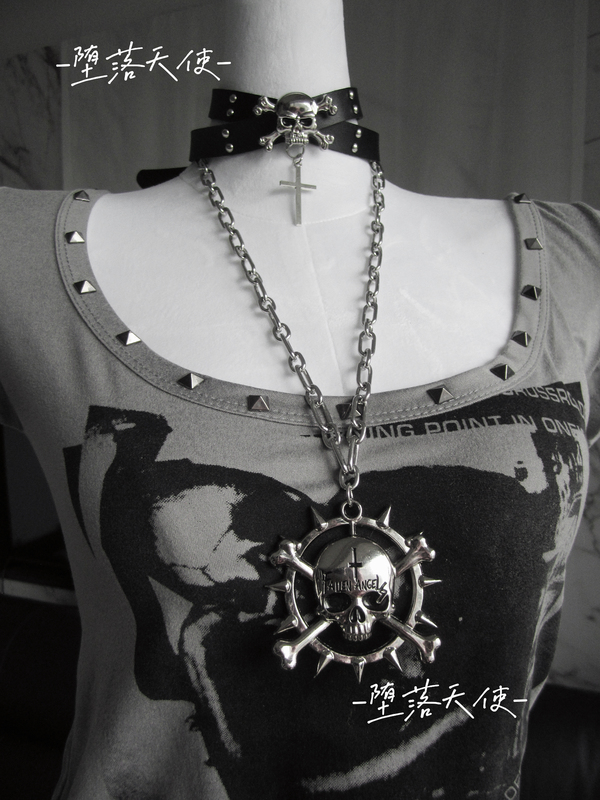 Fallen Angel | Punk Style Original Subculture Dark Gothic Rock Sweater Chain Skull Spike Long Choker