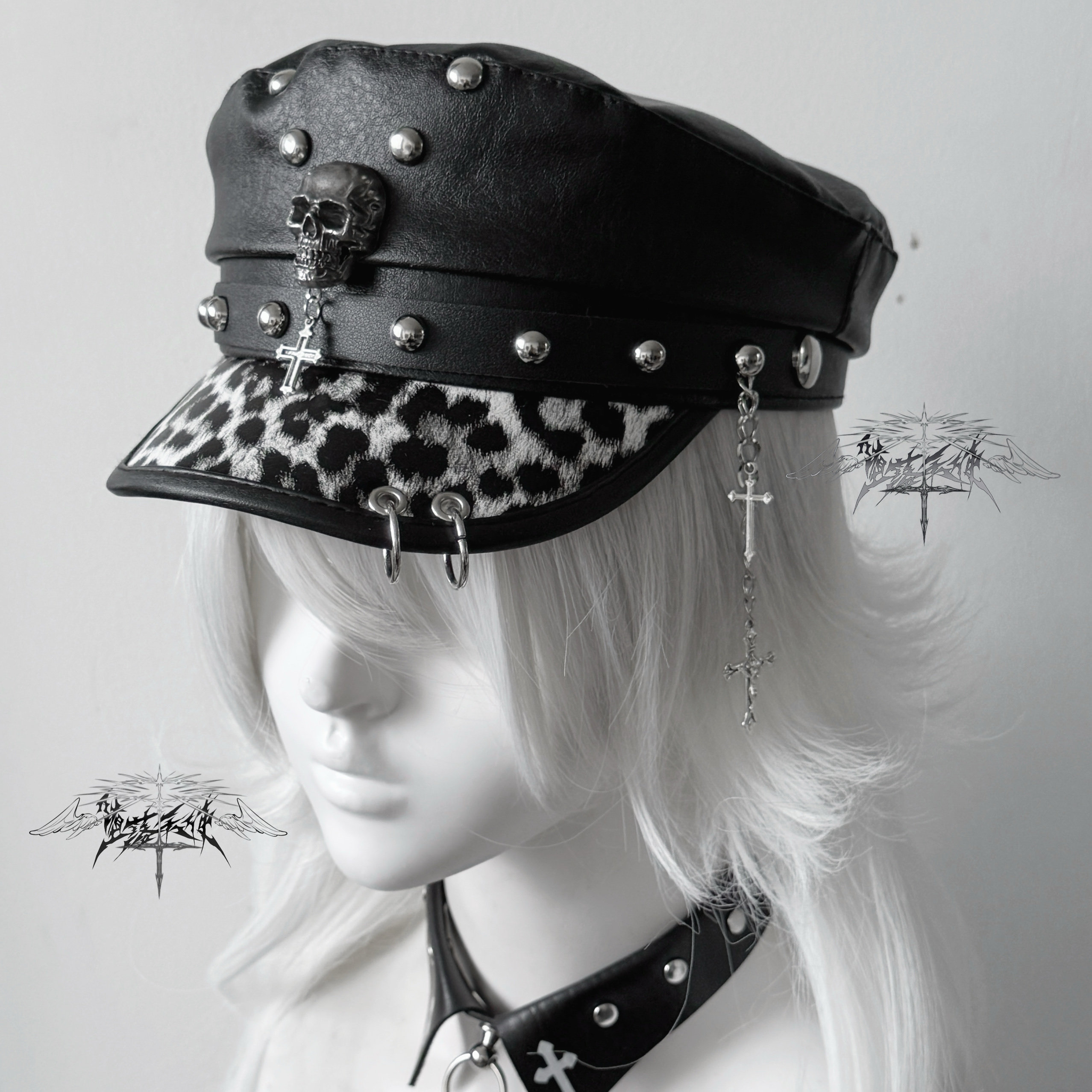 帽子 momental jewelry Fallen Angel cap Fallen angel | Original punk dark rivet y2k leather buckle