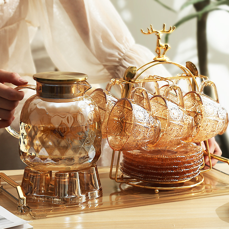 Fruit Teapot Flower Teapot Candle Heating Boiled Tea Heat Resistant Glass English-style Afternoon Tea Tea Tea Set Flower Tea Cup-Taobao