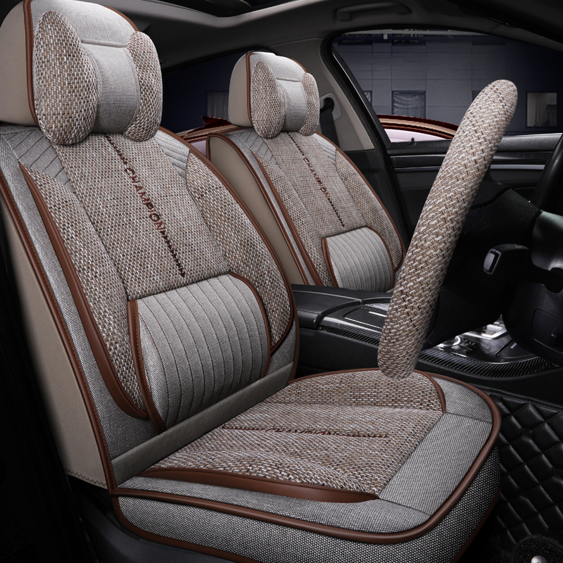 New All-Cotton Fabric Car Seat Cushion, Suitable for All Seasons, Fully Enclosed, Non-Slip, Breathable, Summer Linen Goddess Style Car Seat Cover New All-Cotton Fabric Car Seat Cushion, Suitable for All Seasons, Fully Enclosed, Non-Slip, Breathable, Summer Linen Goddess Style Car Seat Cover