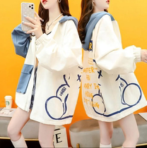 2024 Autumn Fashion Korean Style Medium and Long Large Size Maternity Windbreaker Jacket Spring and Autumn Top Womens Jacket Windbreaker