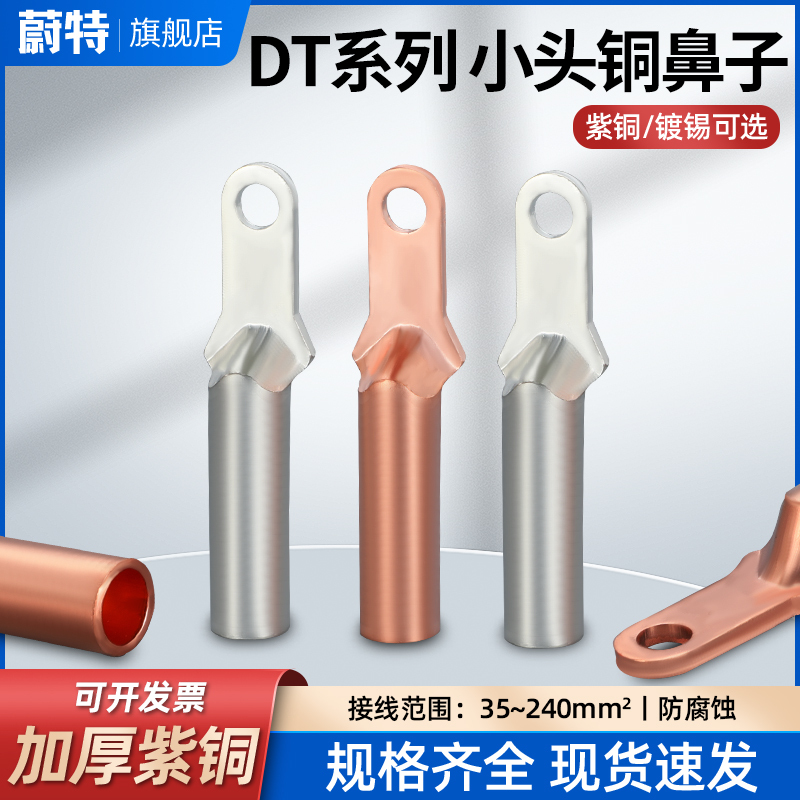 Weite Dt Small-Head Copper Lug Narrow-Head Copper Connector Plastic Shell Circuit Breaker Terminal Tin-Plated Oil-Proof Wire Lug Weite Dt Small-Head Copper Lug Narrow-Head Copper Connector Plastic Shell Circuit Breaker Terminal Tin-Plated Oil-Proof Wire Lug