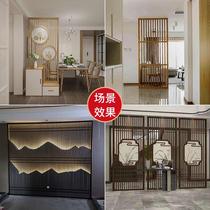 High-end Dongyang wood carving solid wood lattice screen partition hollow grille entrance background wall new Chinese style modern simplicity