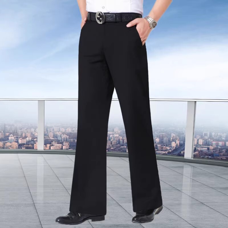 2026 Spring/Summer Thin Fashion Flared Pants for Men, High-End Stretchy Wide-Leg Pants, Draped Straight-Leg Non-Ironing Slightly Flared Dress Pants