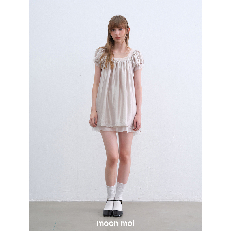 Moonmoi / Mulberry Silk Polished Flower Bud Sleeve Dress Moonmoi / Mulberry Silk Polished Flower Bud Sleeve Dress