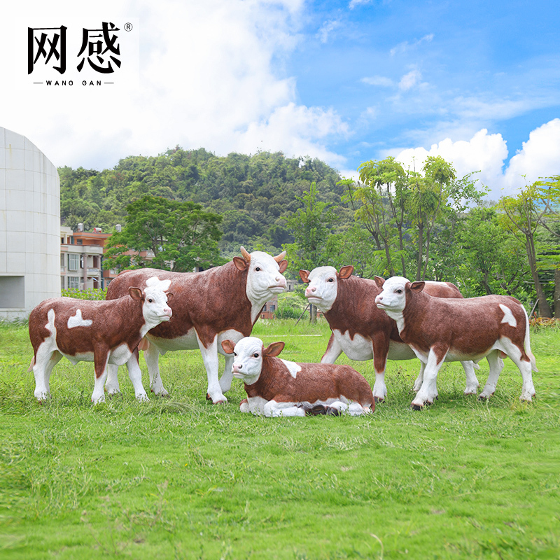Outdoor Large-Scale Simontal Cattle Sculpture Fiberglass Farm Lawn Angus Black Cattle Model Decoration Outdoor Large-Scale Simontal Cattle Sculpture Fiberglass Farm Lawn Angus Black Cattle Model Decoration