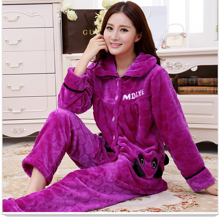 Đồ ngủ mùa đông nữ lông nhung san hô nhung nữ mùa đông phù hợp với cotton dày mùa thu và mùa đông cộng với nhung của mùa đông bộ đồ ngủ