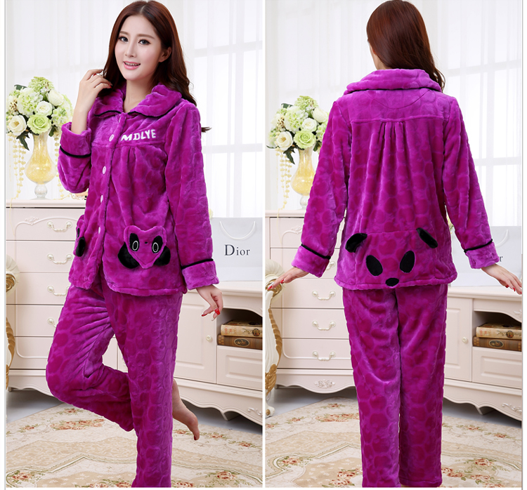 Đồ ngủ mùa đông nữ lông nhung san hô nhung nữ mùa đông phù hợp với cotton dày mùa thu và mùa đông cộng với nhung của mùa đông bộ đồ ngủ