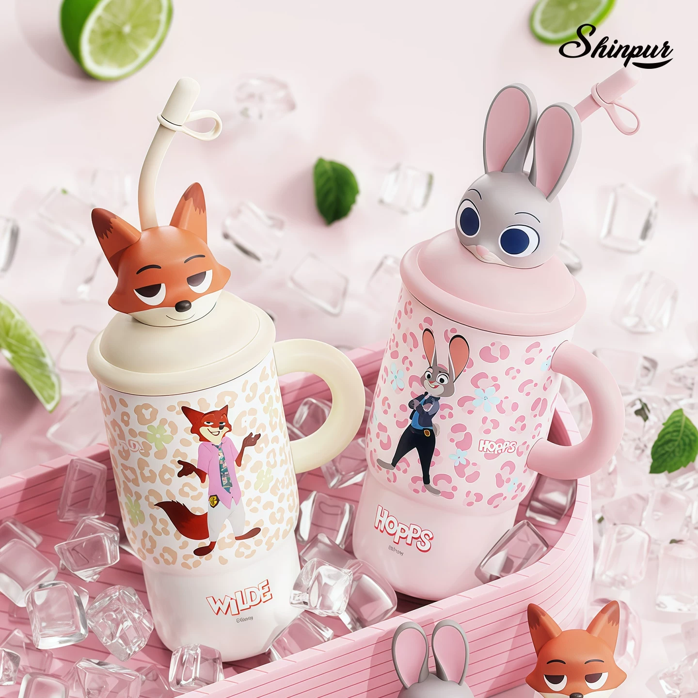 Glass with animals for men and women, cute capacious handle
