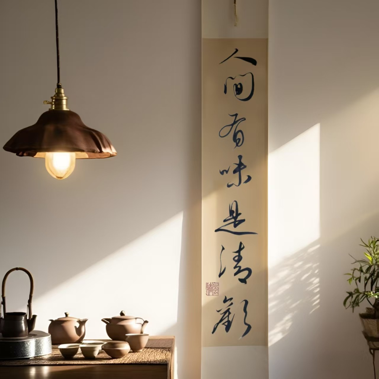 一期一會書法掛軸手寫真跡卷軸定製新中式禪意裝飾畫茶室文房字畫立軸