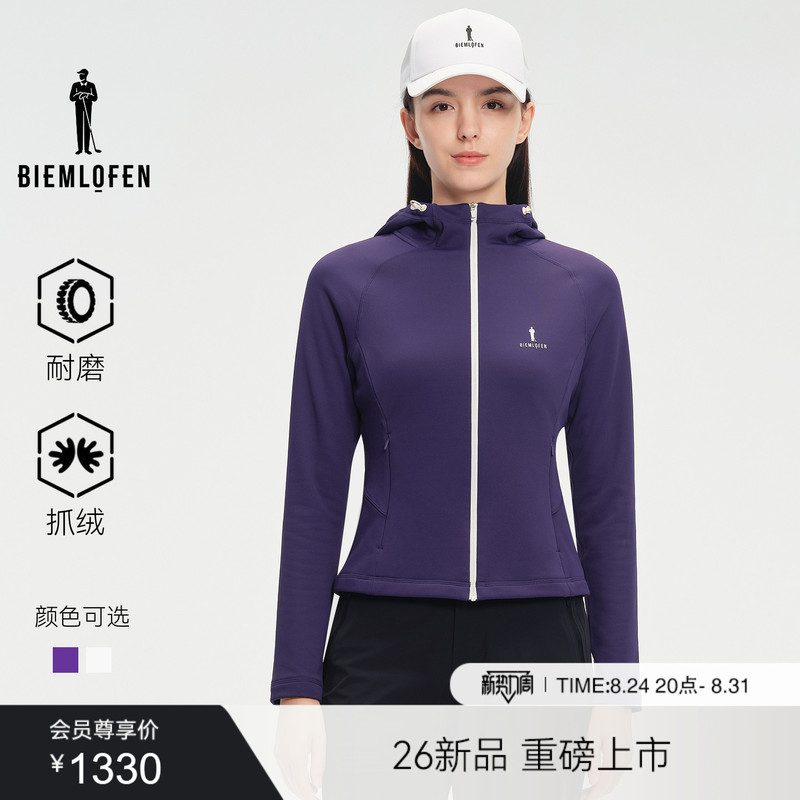 [Fleece Warmth] Biyinlefen Golf 2026 Autumn New Women's Sports Casual Hooded High Collar Jacket