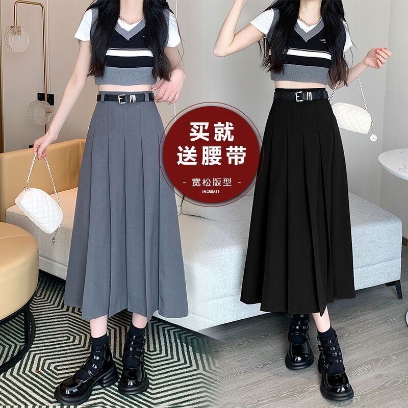 College Style High-End Gray Suit Pleated Skirt for Women, New Summer High-Waisted Slimming A-Line Mid-Length Skirt College Style High-End Gray Suit Pleated Skirt for Women, New Summer High-Waisted Slimming A-Line Mid-Length Skirt