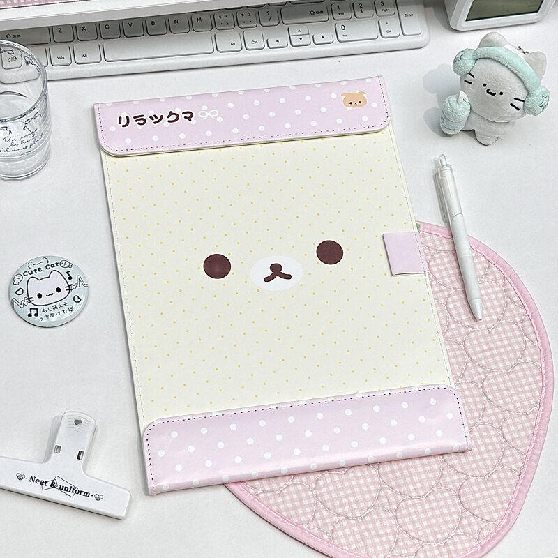 Cute Rilakkuma A4 Magnetic Clipboard High-Quality Folder Student Test Paper Holder Writing Pad Clipboard