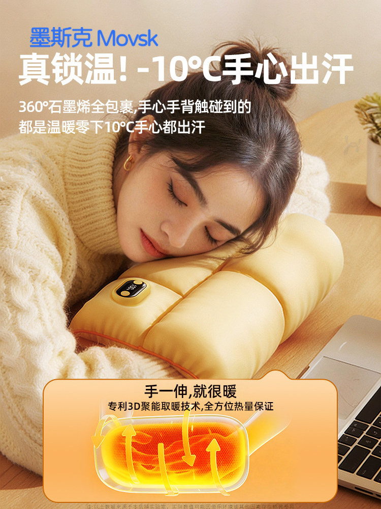 Graphene Hand Warmer 2026 New Model Hand Warmer Rechargeable Waterless Hot Water Bag Explosion-Proof Plush Hot Water Bag for Girls Portable Electric Warmer Foot Warmer Gadget