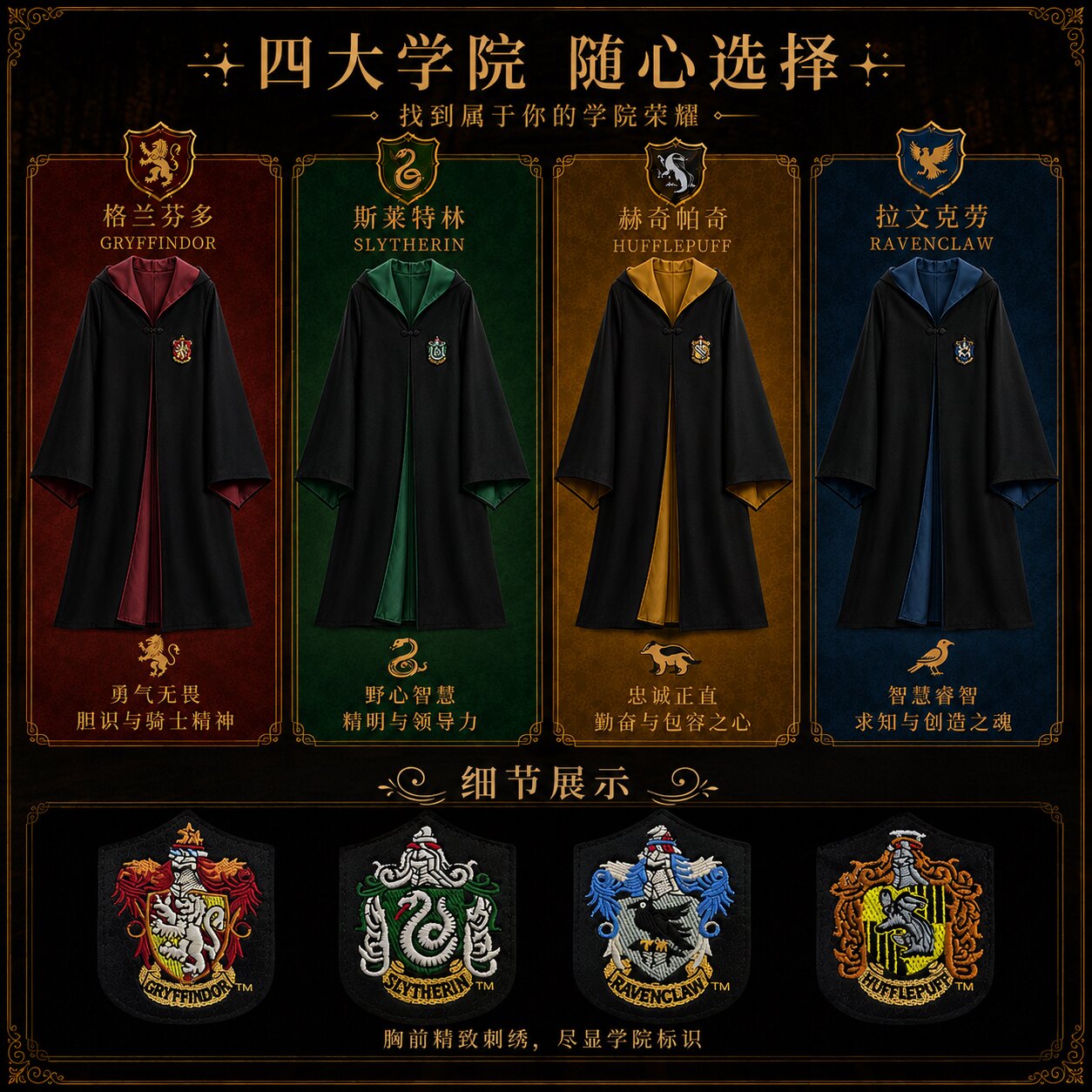 哈利波特学院长袍霍格沃茨cos服魔法袍巫师斗篷环球影城同款披风_Cosplay女装_淘宝游戏网