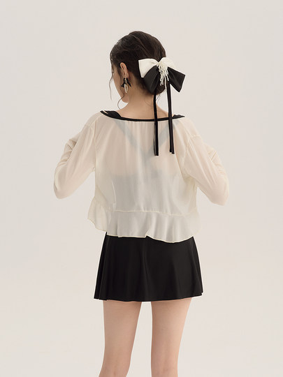 泳衣女款泡温泉遮肉保守连体爆款显瘦高级感长袖防晒成人游泳装