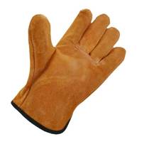 Golden brown cow second-layer leather drivers gloves natural color short full leather welders style short welding no lining summer breathable style