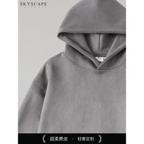 Super soft suede hooded sweatshirt customized high-end coffee shop Internet cafe club activity group cultural shirt printed with logo