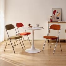 High-end retro folding chair home balcony corduroy backrest dining chair internet celebrity photography nostalgic office meeting chair