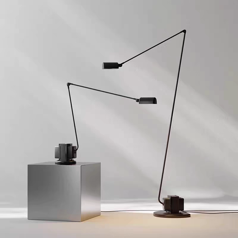 Starlight Italian L Dimmable Motor Floor Lamp, Adjustable Swing Arm Reading Desk Lamp Next to the Sofa in the Living Room
