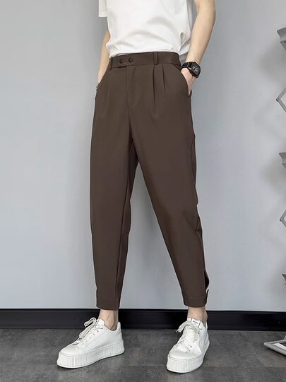 Men's Dress Pants with a High-End Drape, Summer Trendy Brand, Cool and Stylish, Thin Nine-Point Pants, Men's 9-Point Jogger Harem Pants