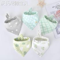 High-end all-cotton era saliva towel baby pure cotton bib spring autumn and winter newborn headscarf bib triangle this summer