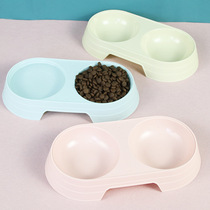 Pet Bowl Manufacturer Macaron Candy Color Pet Double Bowl Cat Supplies Simple Windproof Cat Bowl