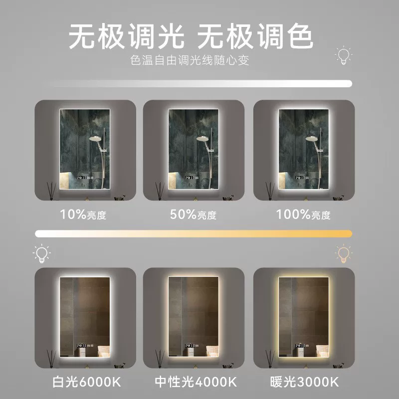 Induction smart mirror with light anti-fog