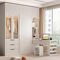 Sliding door French wardrobe light luxury Changhong glass door dressing table desk integrated simple modern cream style cabinet