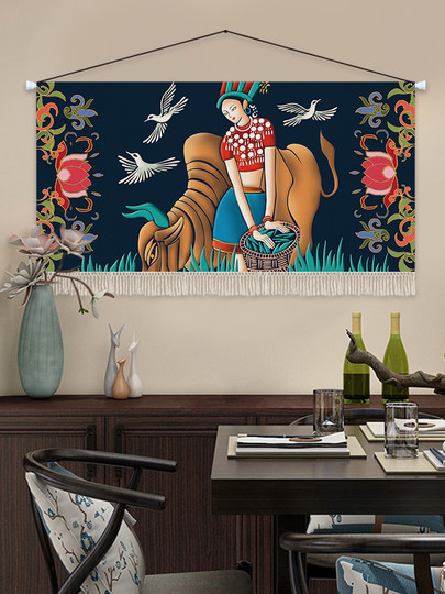 民族风挂毯云南民宿客厅墙面装饰布艺挂画卧室床头背景布墙布挂布