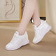 White women's inner height increasing shoes 2024 spring new wedge casual breathable travel sneakers women's white shoes